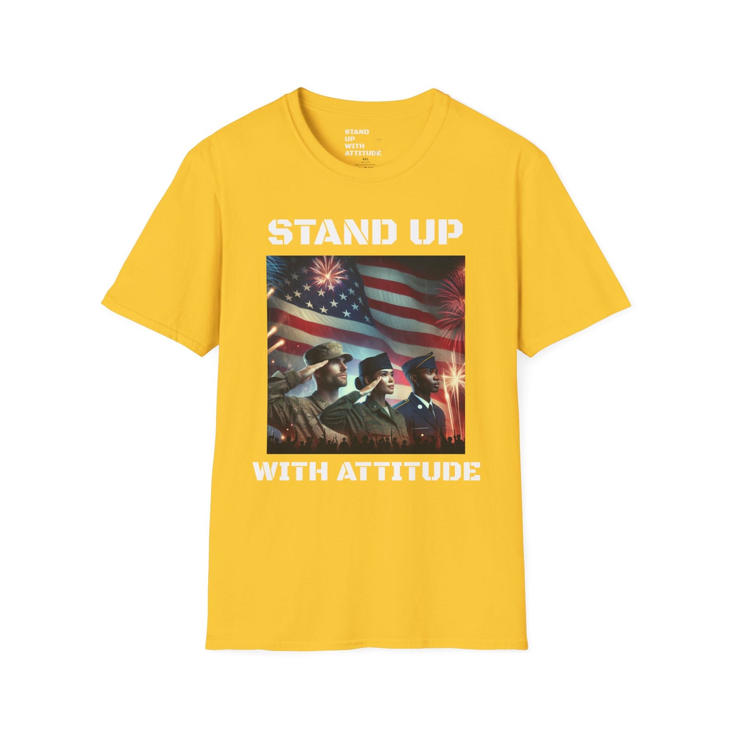 Americans Solute To The U.S. Flag with Fireworks T-Shirt