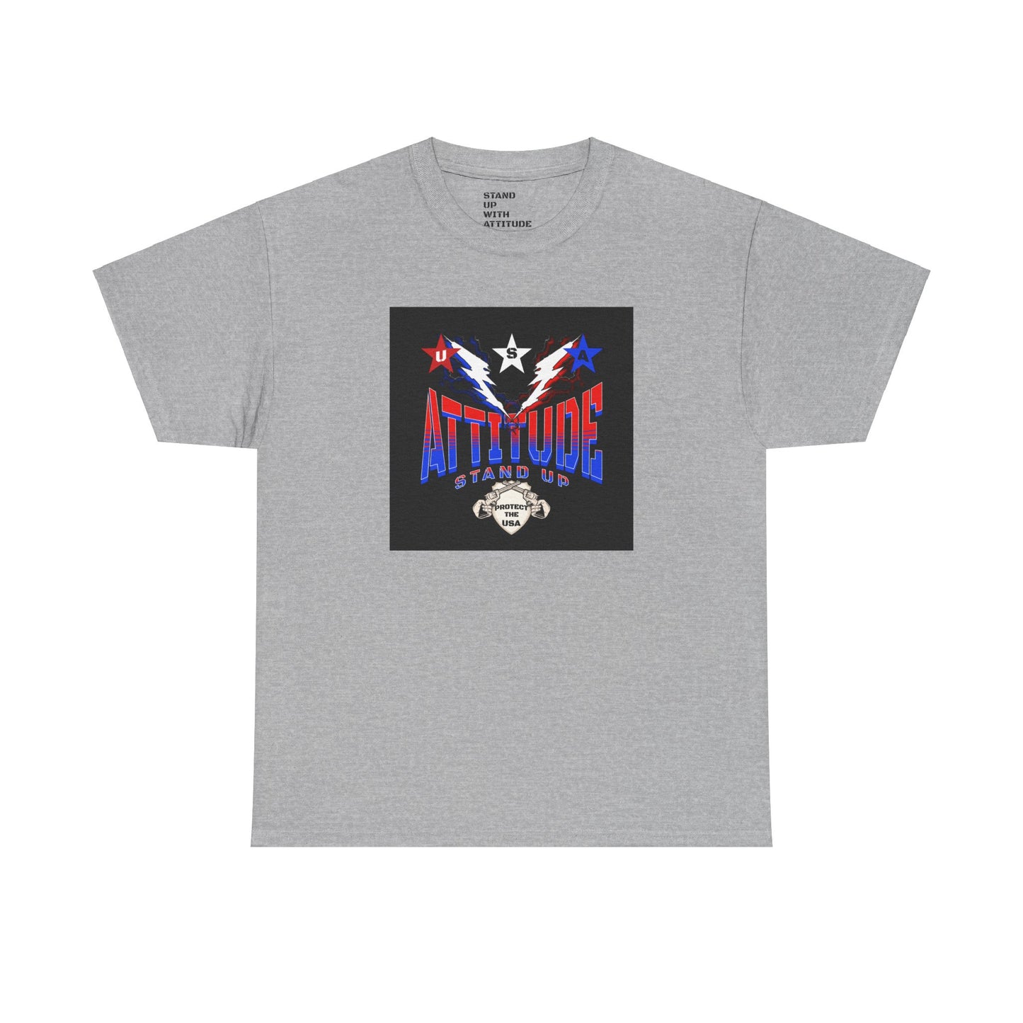 Red White Blue Stars Protect The USA Heavy Cotton Tee