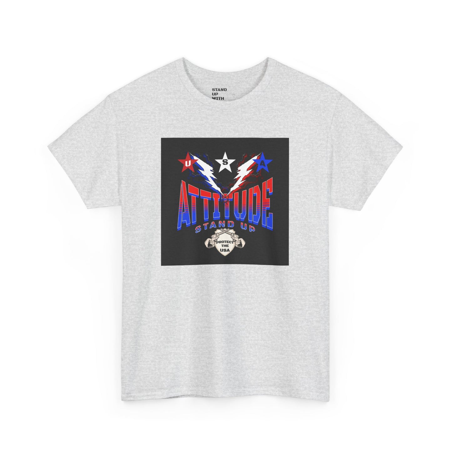 Red White Blue Stars Protect The USA Heavy Cotton Tee