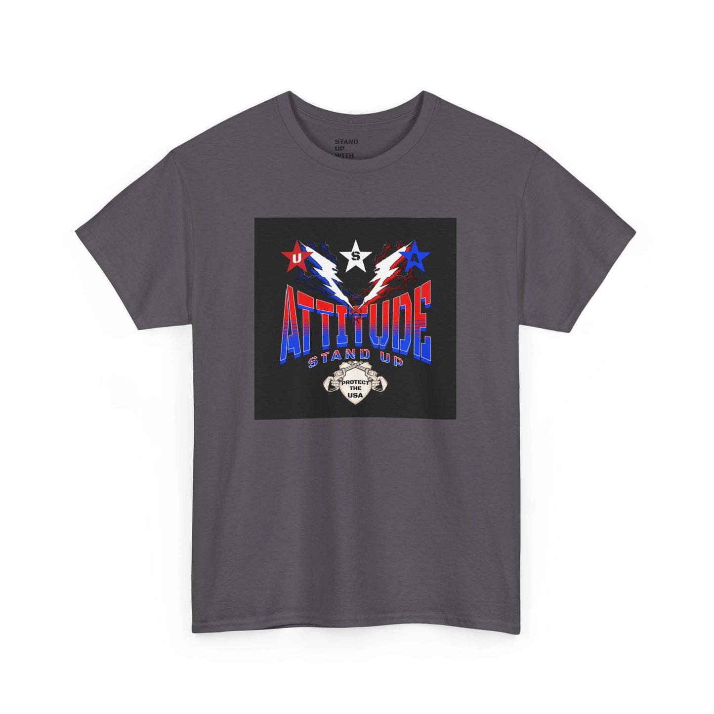 Red White Blue Stars Protect The USA Heavy Cotton Tee