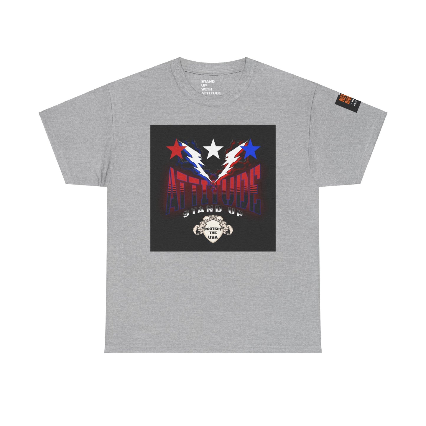 Red White And Blue Stars Protect The USA Heavy Cotton Tee