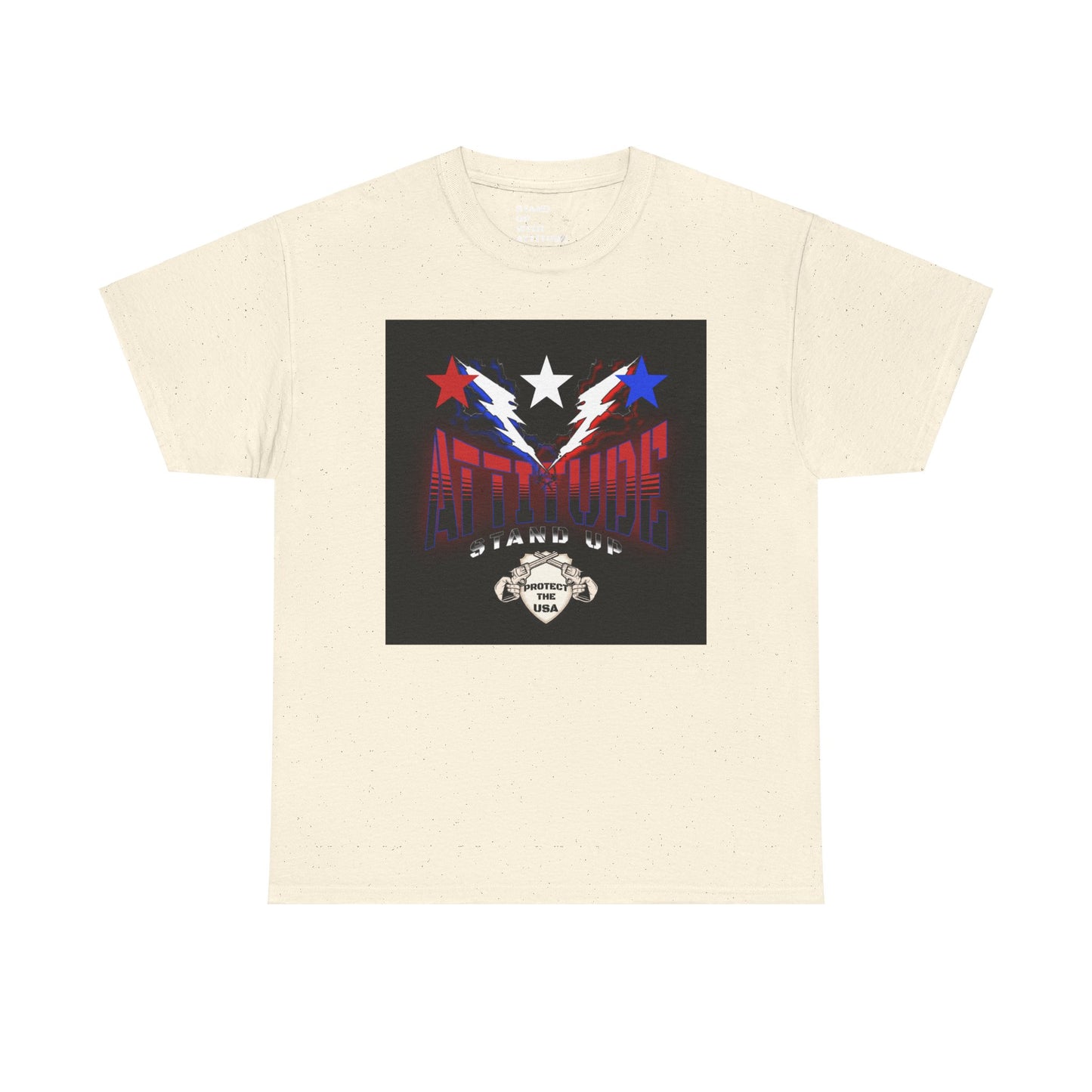 Red White And Blue Stars Protect The USA Heavy Cotton Tee