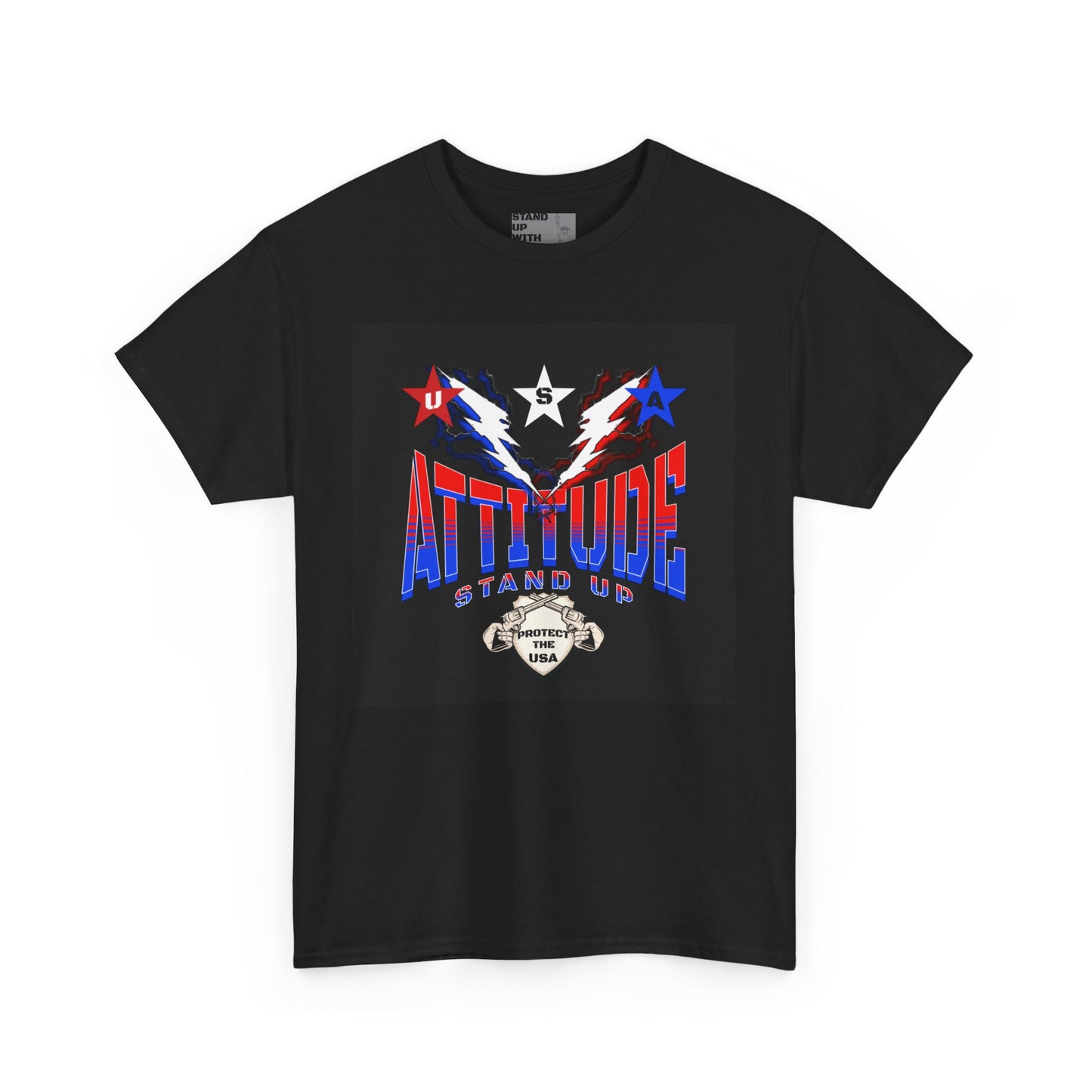 Red White Blue Stars Protect The USA Heavy Cotton Tee