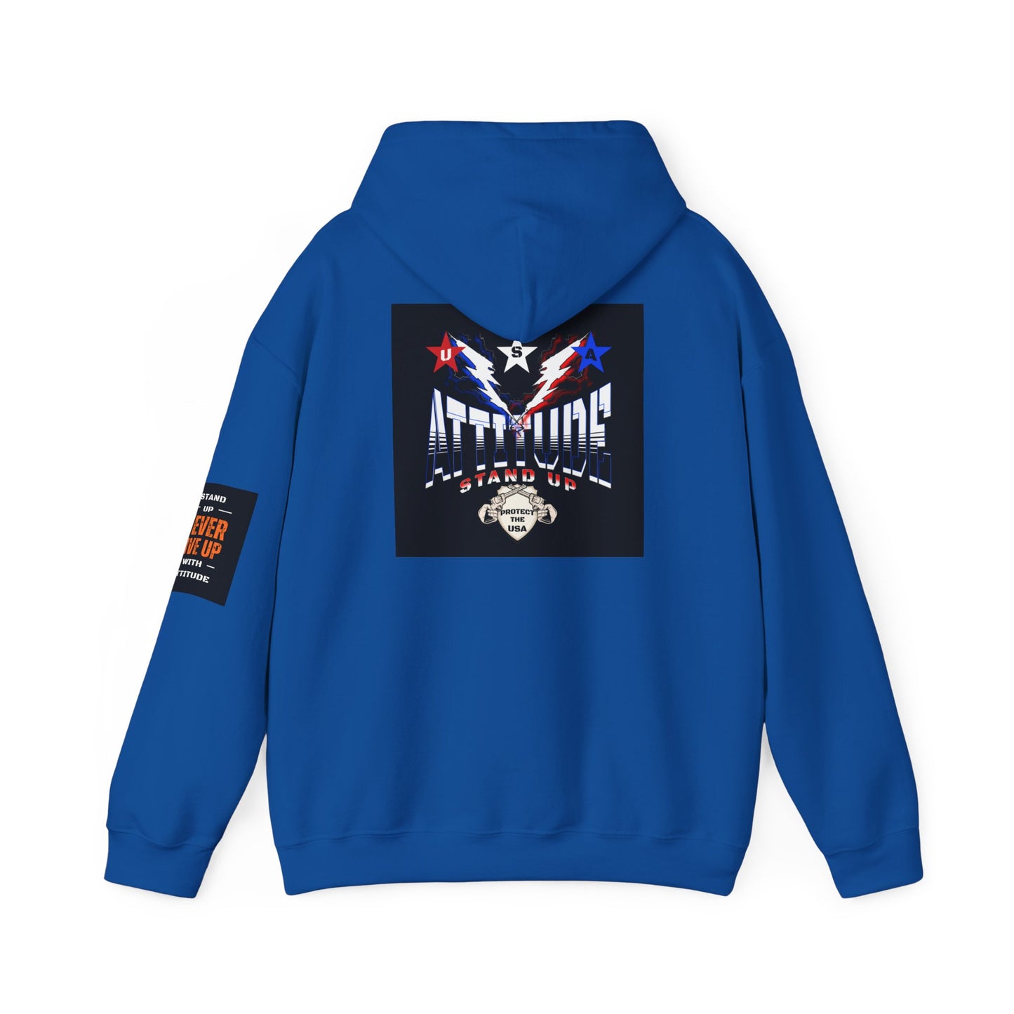 Red White Blue Stars Protect The USA Heavy Blend™ Hooded Sweatshirt