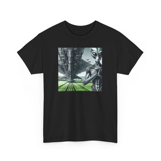 Alien And Mothership Heavy Cotton Tee