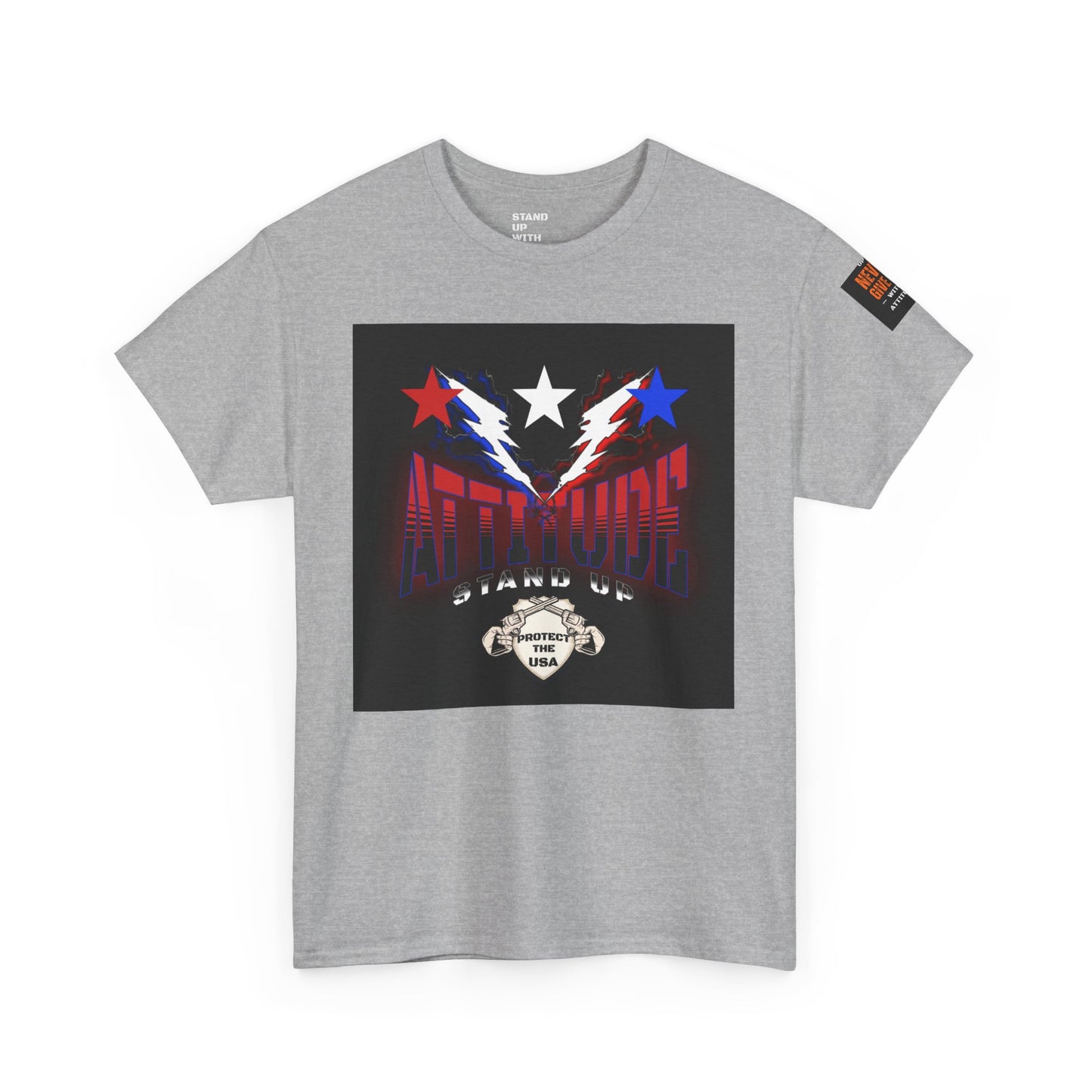 Red White And Blue Stars Protect The USA Heavy Cotton Tee