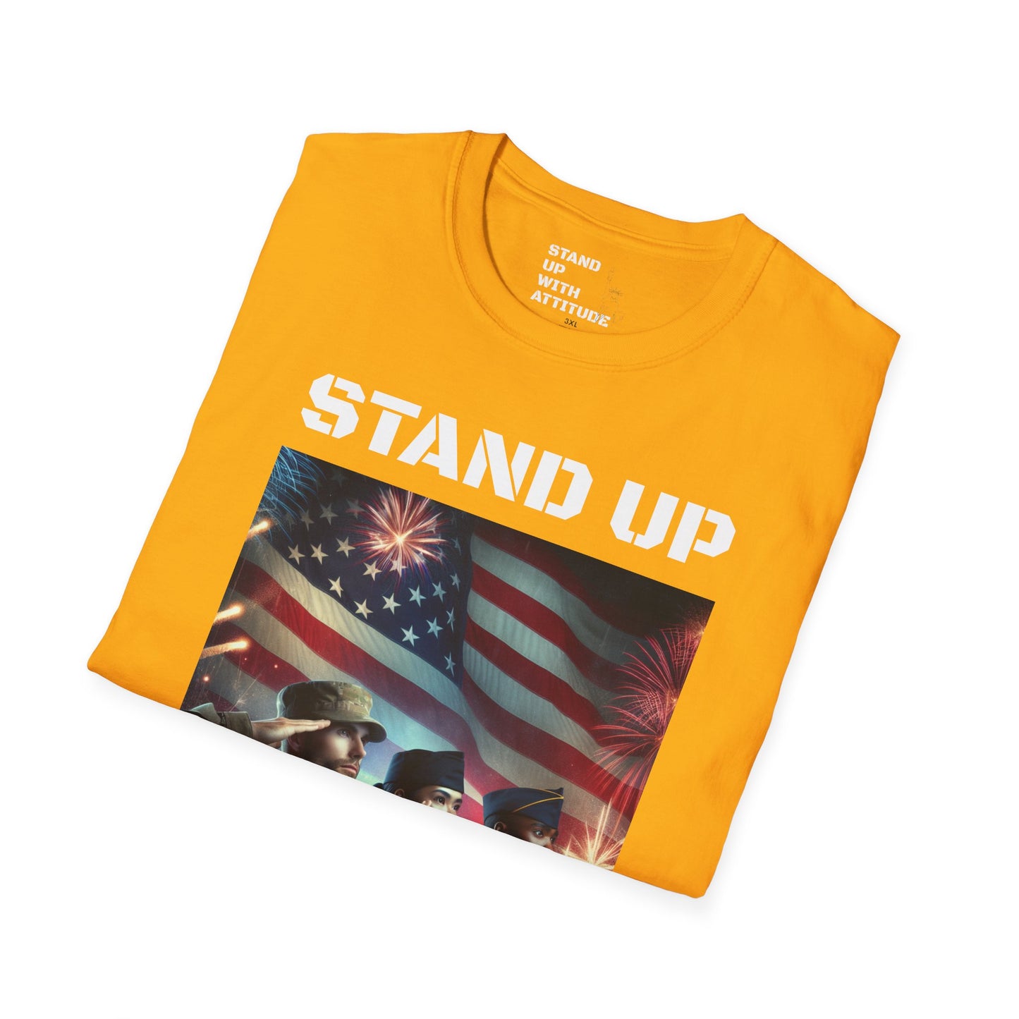 Americans Solute To The U.S. Flag with Fireworks T-Shirt