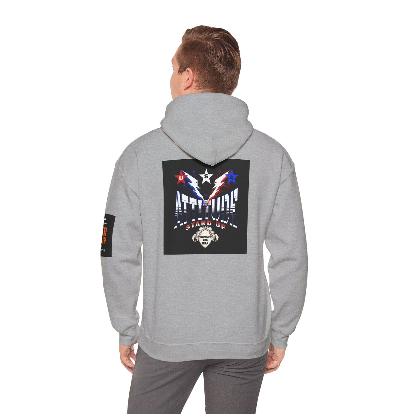 Red White Blue Stars Protect The USA Heavy Blend™ Hooded Sweatshirt