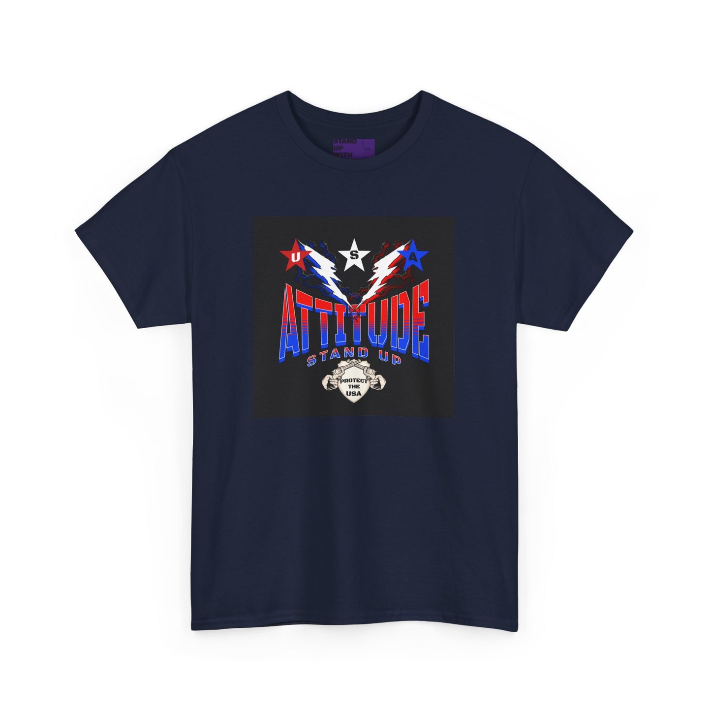 Red White Blue Stars Protect The USA Heavy Cotton Tee