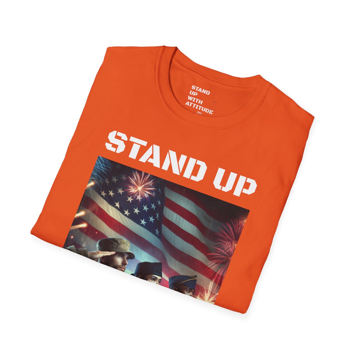 Americans Solute To The U.S. Flag with Fireworks T-Shirt