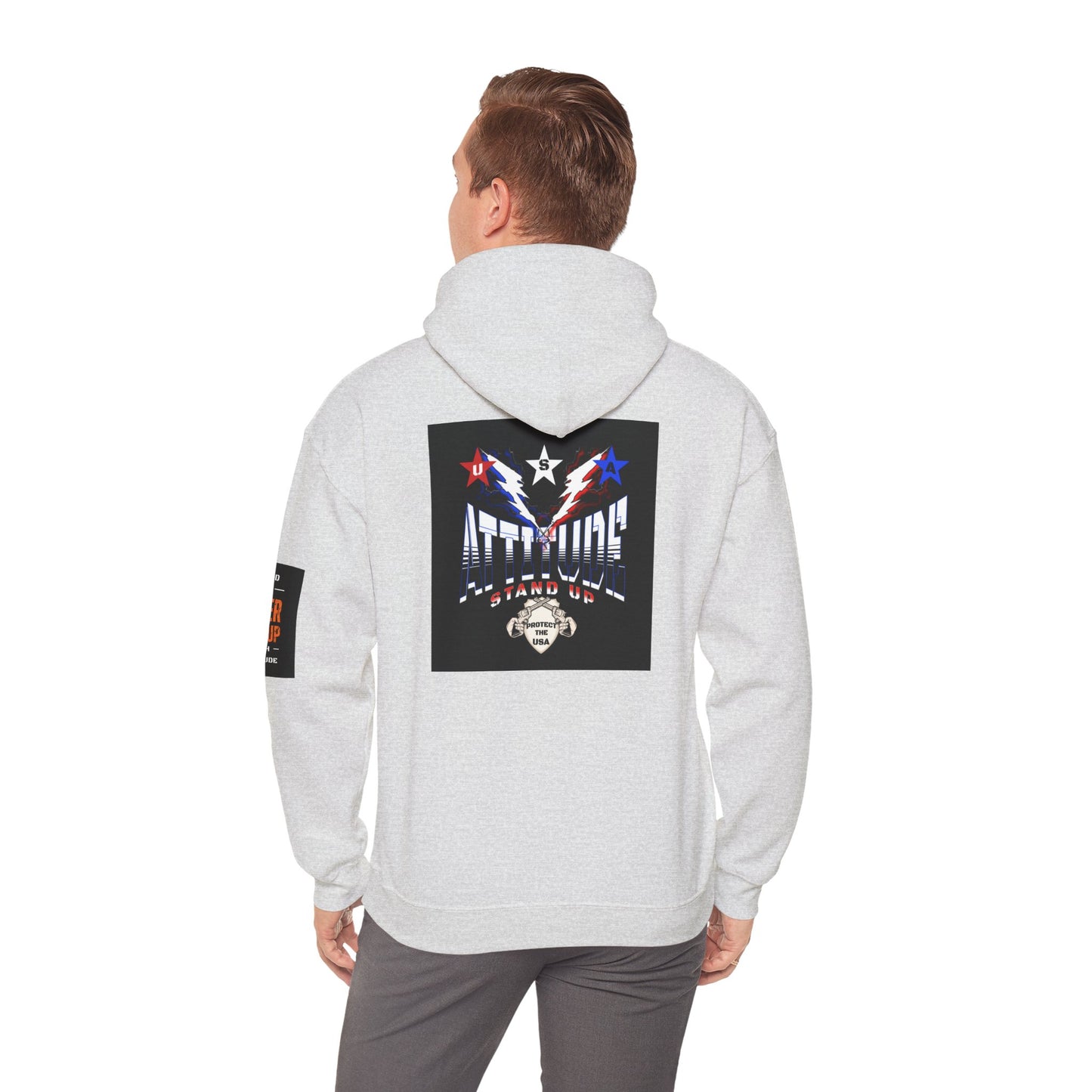 Red White Blue Stars Protect The USA Heavy Blend™ Hooded Sweatshirt