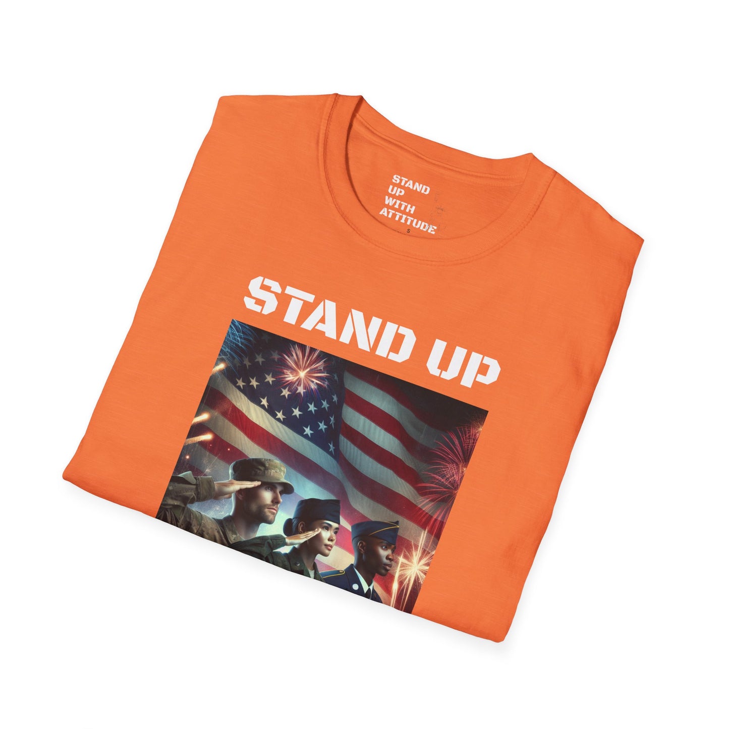 Americans Solute To The U.S. Flag with Fireworks T-Shirt