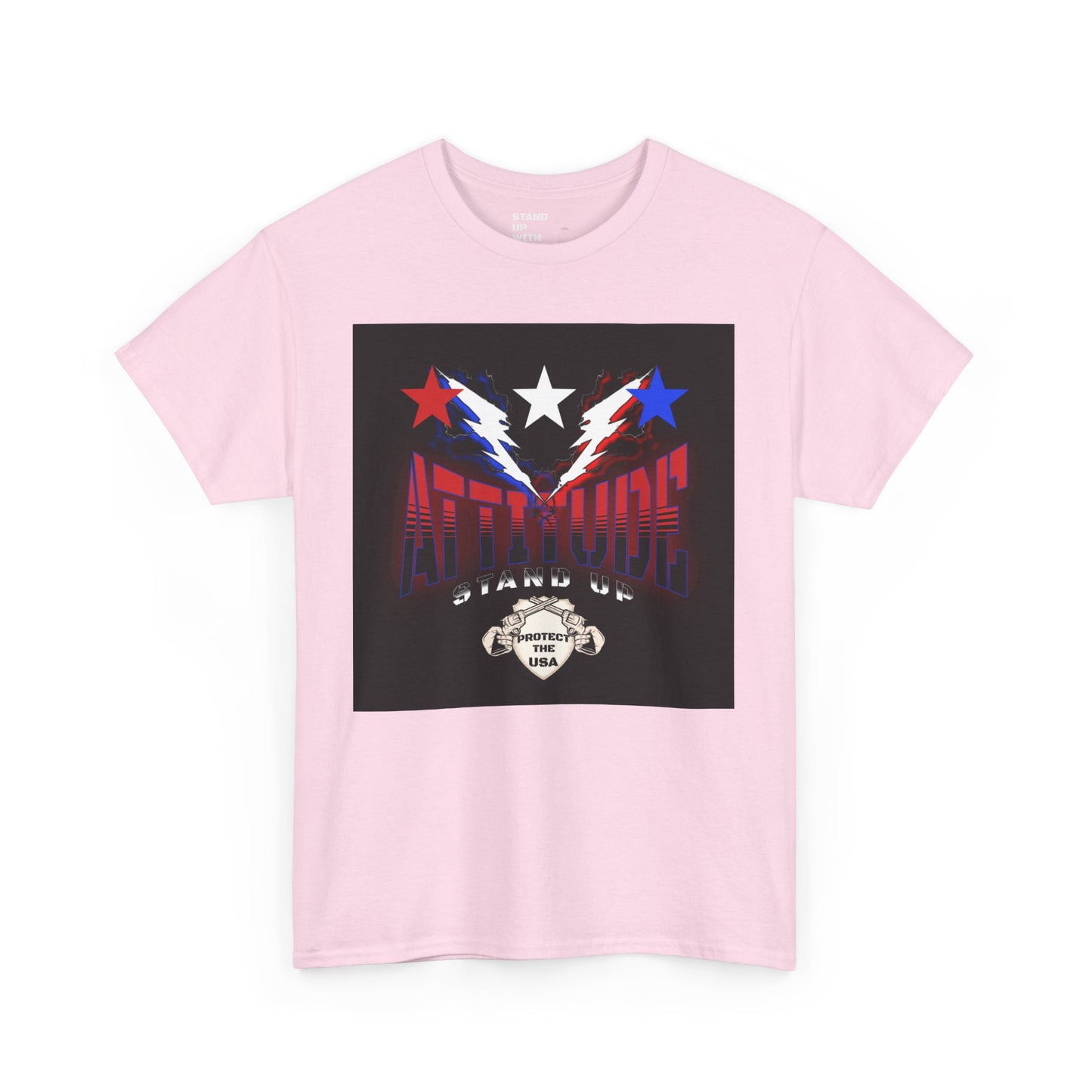 Red White And Blue Stars Protect The USA Heavy Cotton Tee