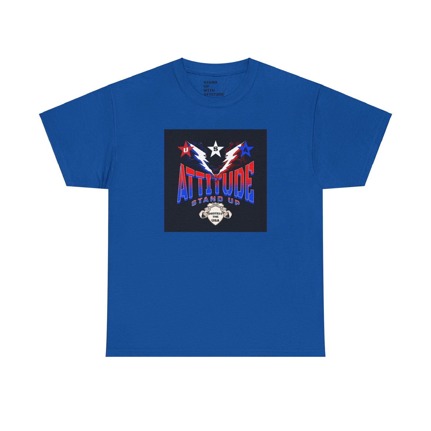 Red White Blue Stars Protect The USA Heavy Cotton Tee