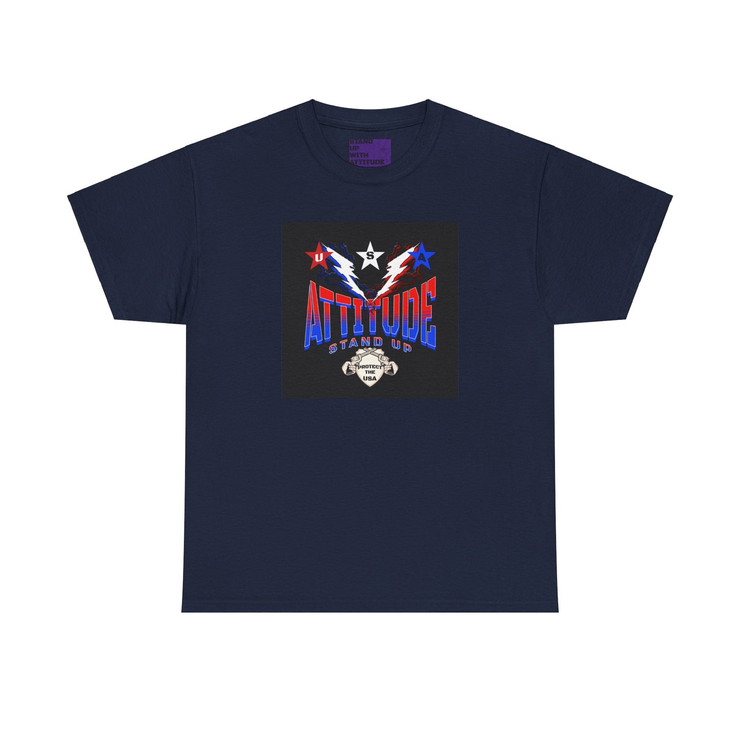 Red White Blue Stars Protect The USA Heavy Cotton Tee