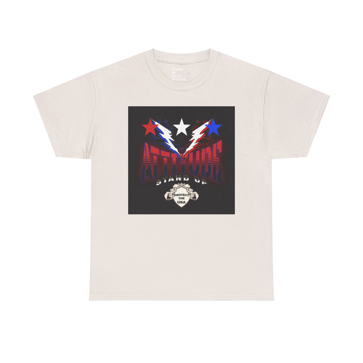 Red White And Blue Stars Protect The USA Heavy Cotton Tee