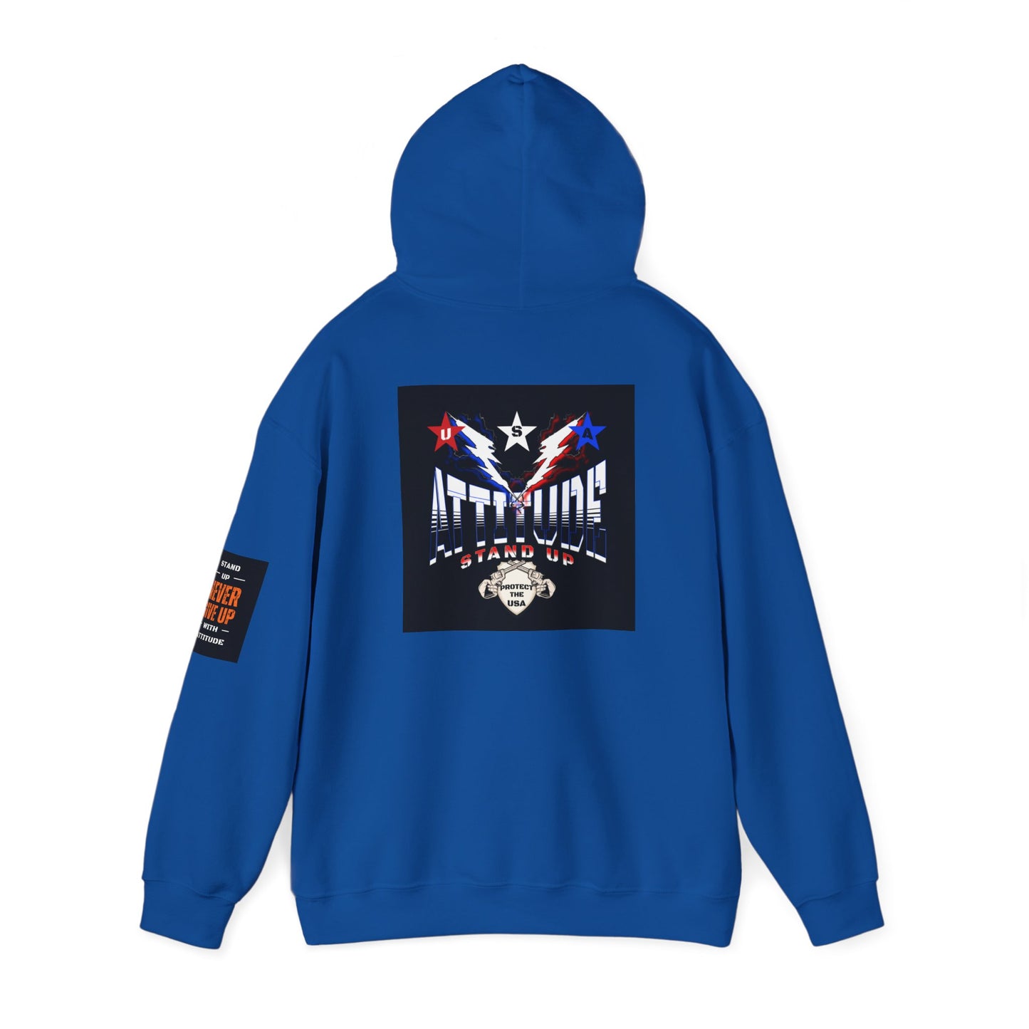 Red White Blue Stars Protect The USA Heavy Blend™ Hooded Sweatshirt