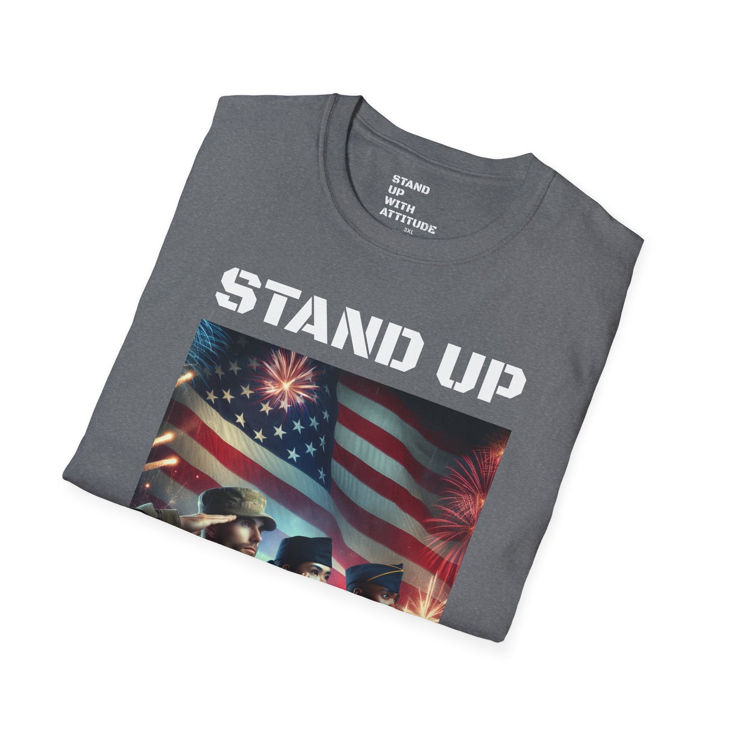 Americans Solute To The U.S. Flag with Fireworks T-Shirt