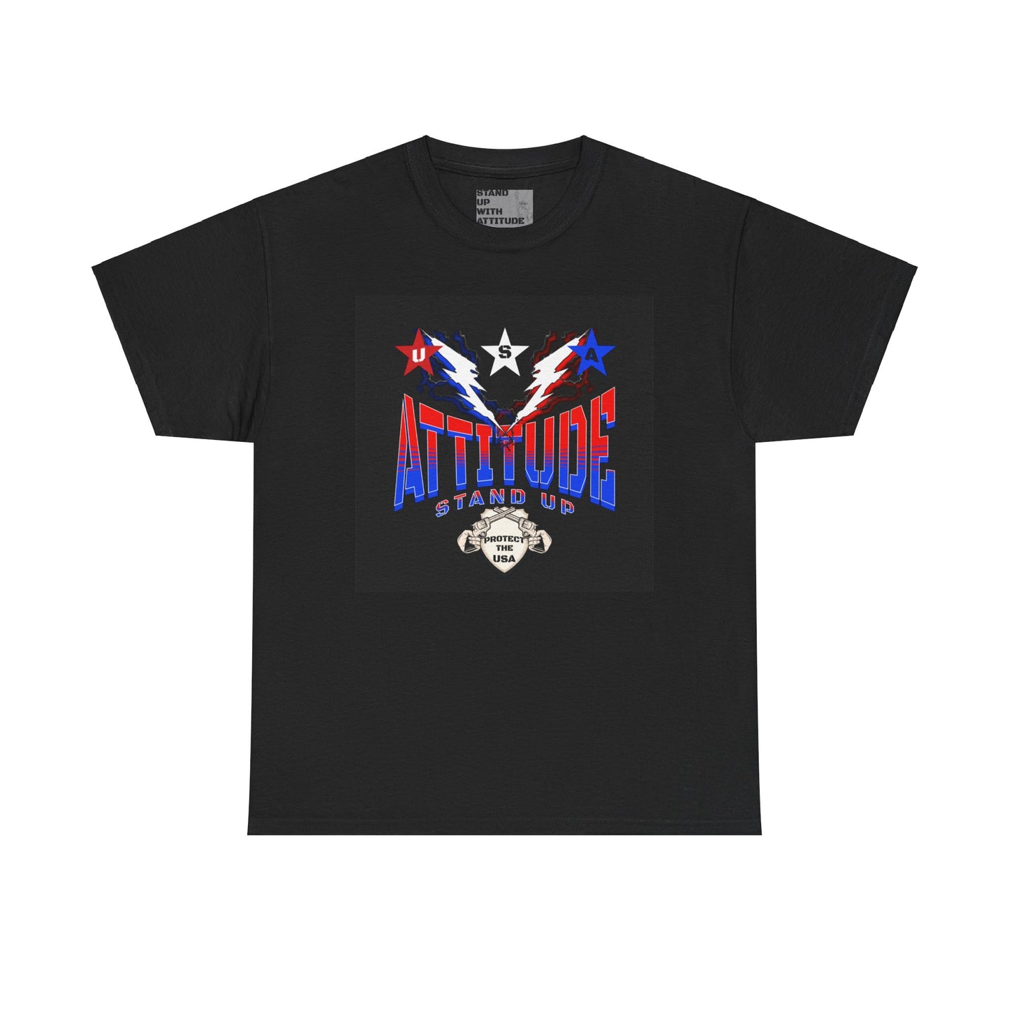 Red White Blue Stars Protect The USA Heavy Cotton Tee