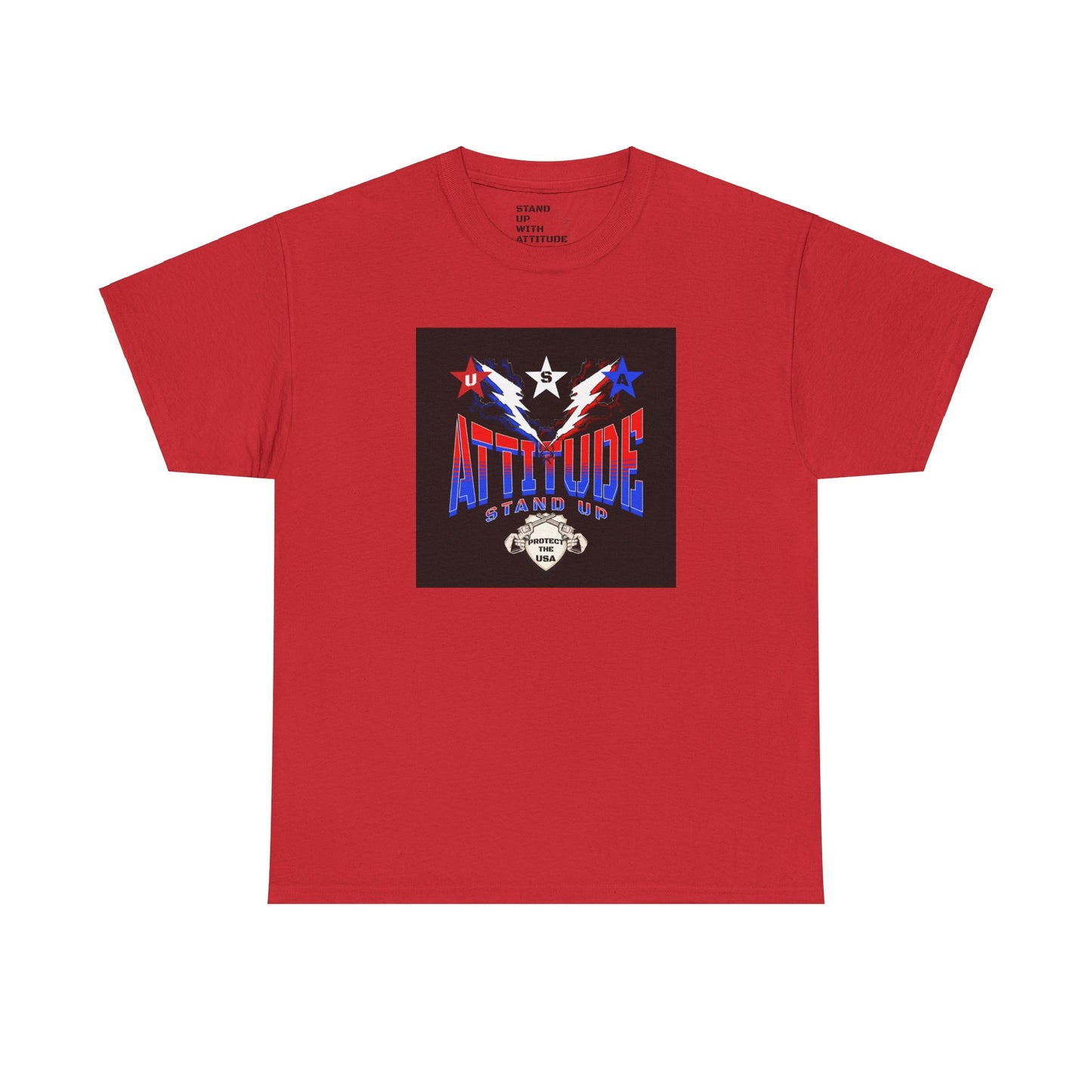 Red White Blue Stars Protect The USA Heavy Cotton Tee