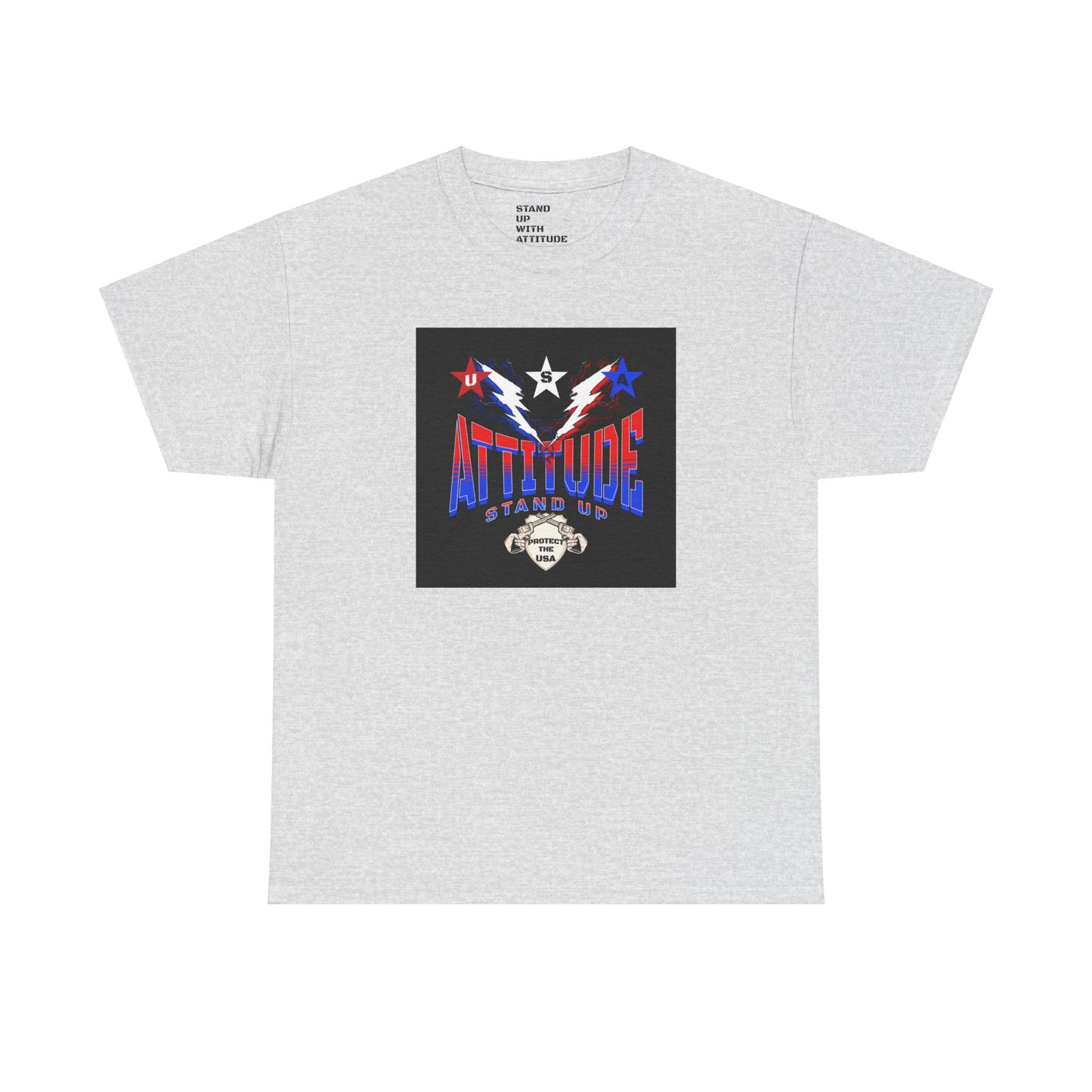 Red White Blue Stars Protect The USA Heavy Cotton Tee