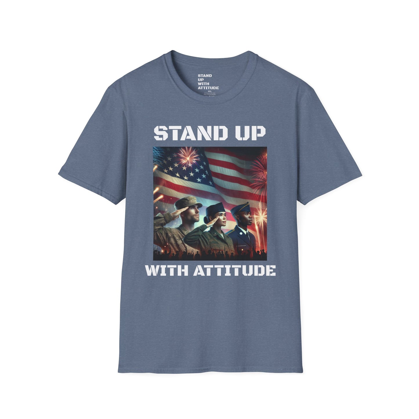 Americans Solute To The U.S. Flag with Fireworks T-Shirt