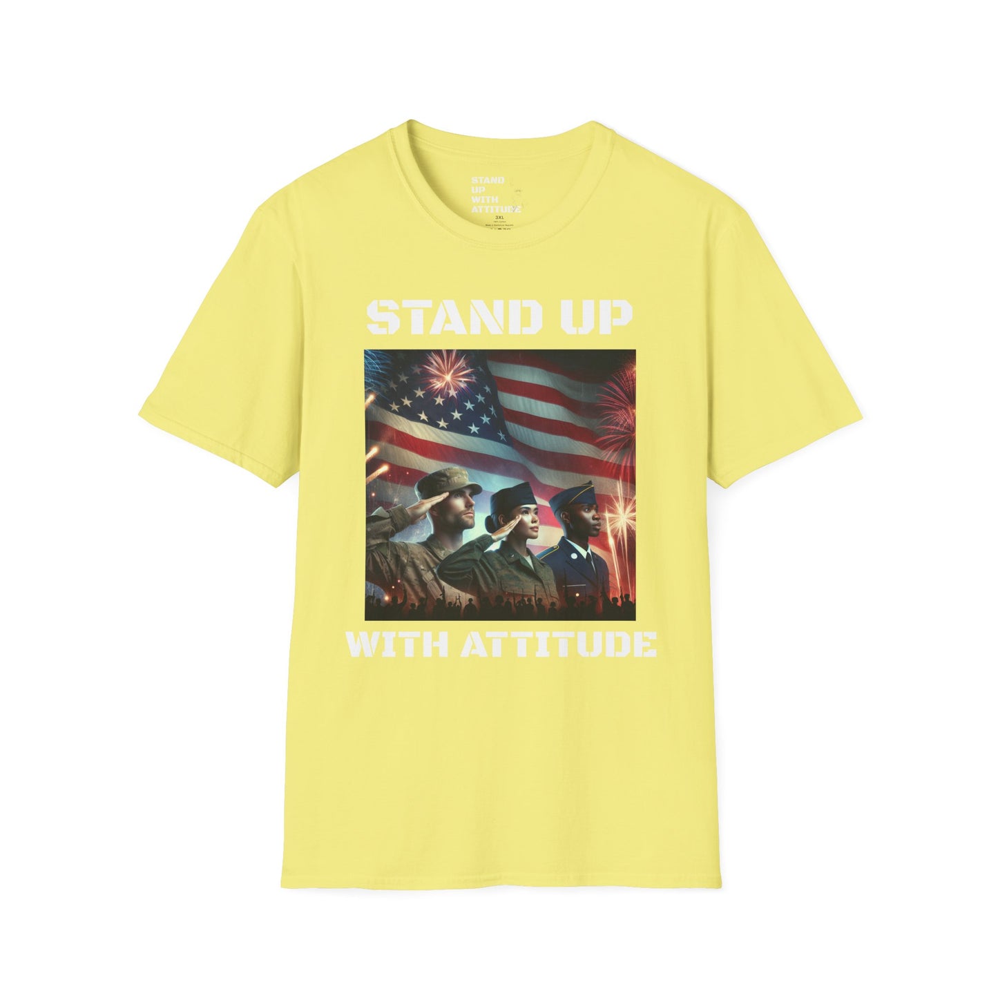 Americans Solute To The U.S. Flag with Fireworks T-Shirt