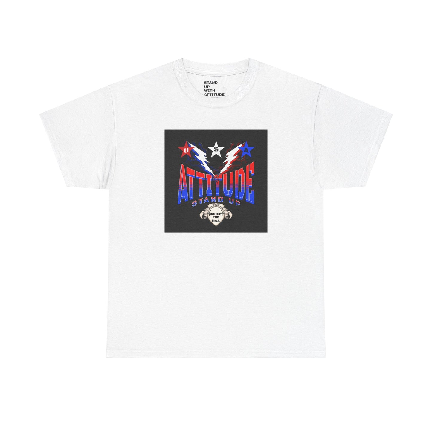 Red White Blue Stars Protect The USA Heavy Cotton Tee