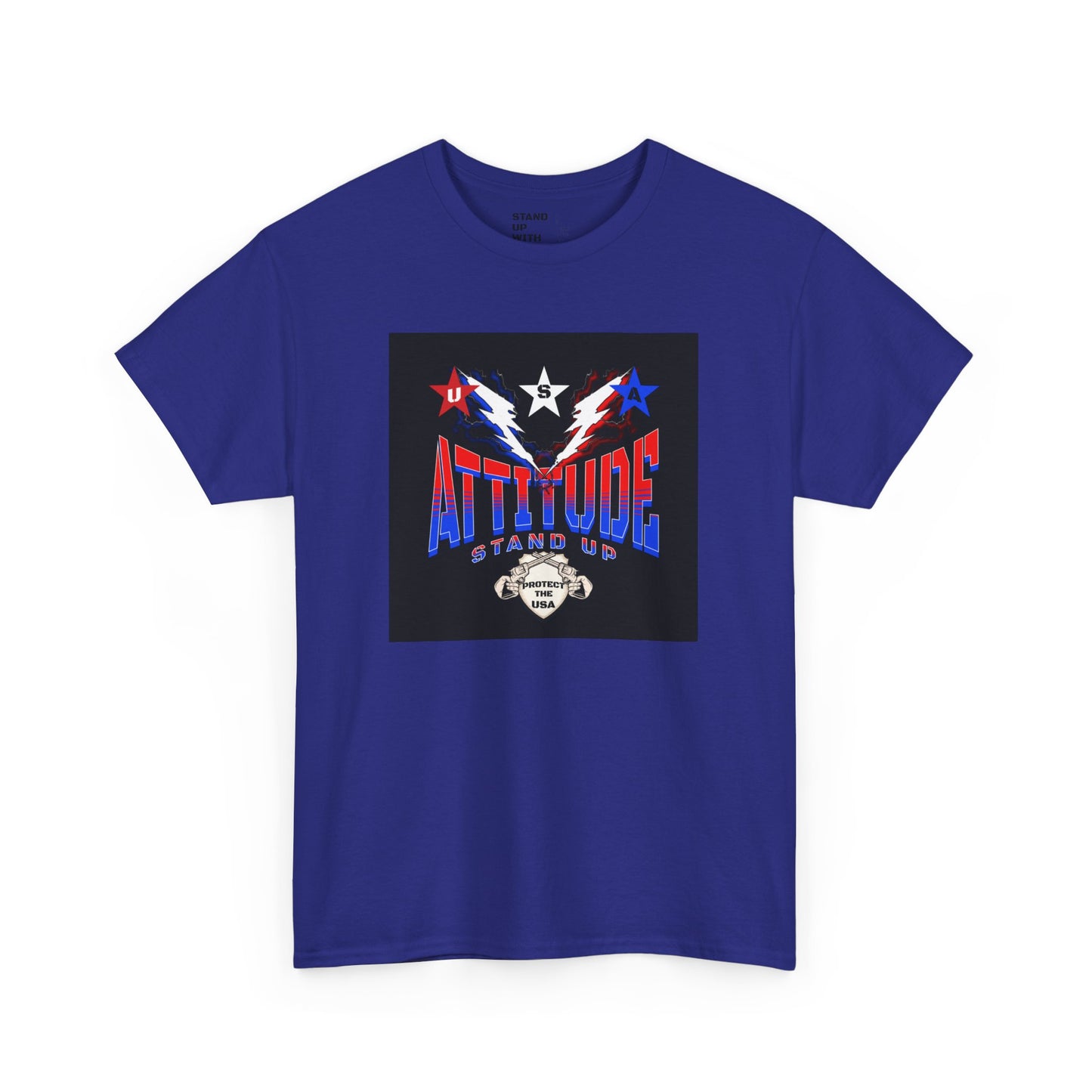 Red White Blue Stars Protect The USA Heavy Cotton Tee