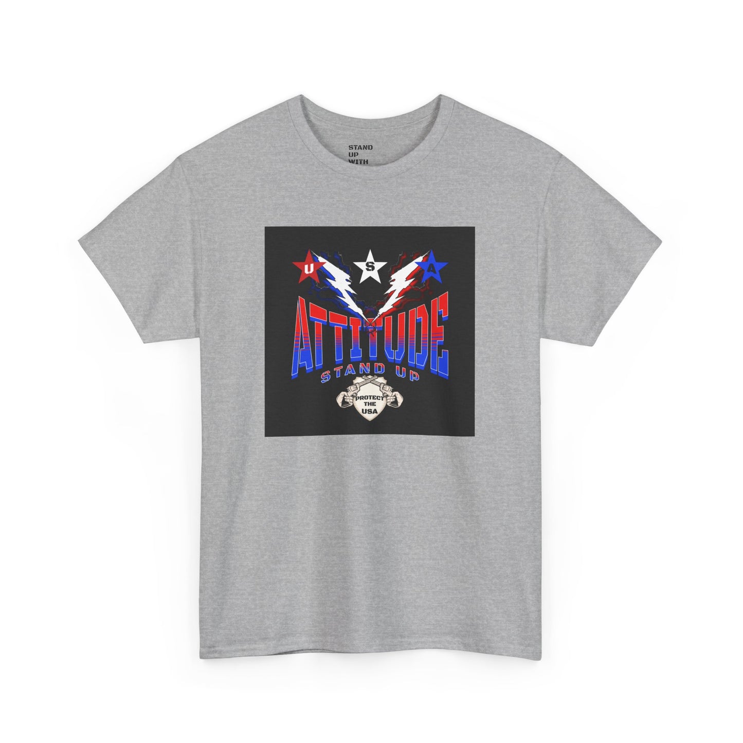 Red White Blue Stars Protect The USA Heavy Cotton Tee