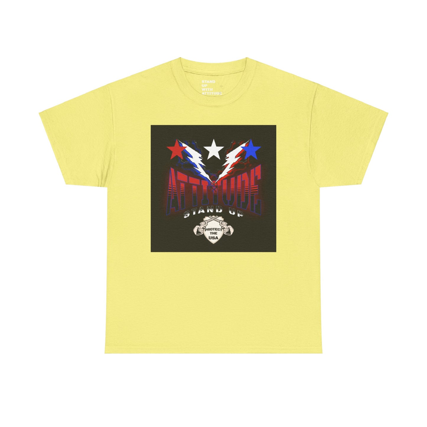 Red White And Blue Stars Protect The USA Heavy Cotton Tee