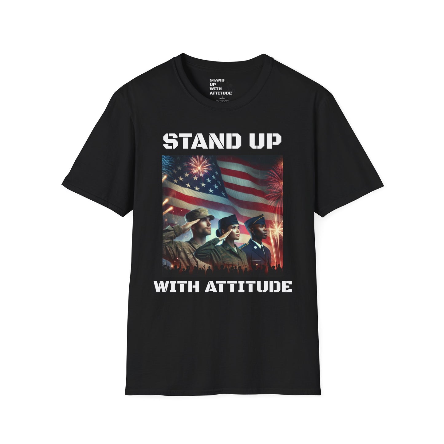 Americans Solute To The U.S. Flag with Fireworks T-Shirt