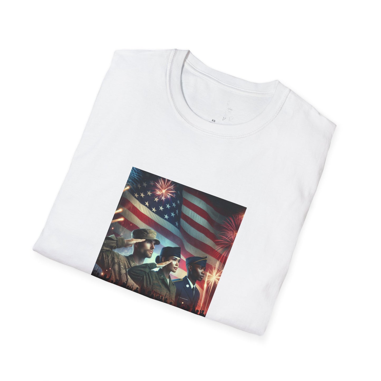 Americans Solute To The U.S. Flag with Fireworks T-Shirt