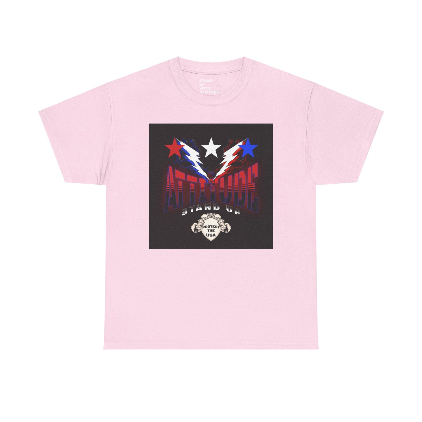 Red White And Blue Stars Protect The USA Heavy Cotton Tee