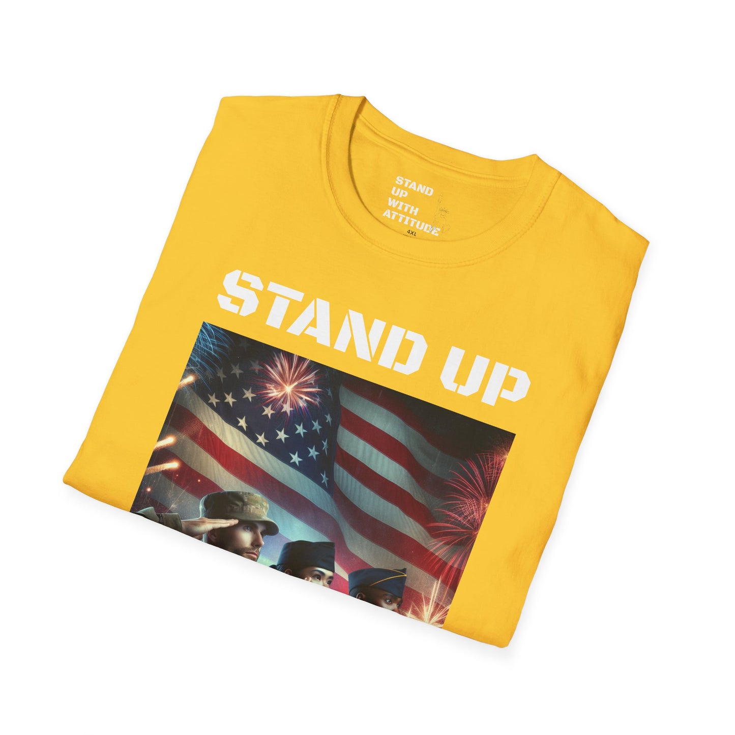 Americans Solute To The U.S. Flag with Fireworks T-Shirt