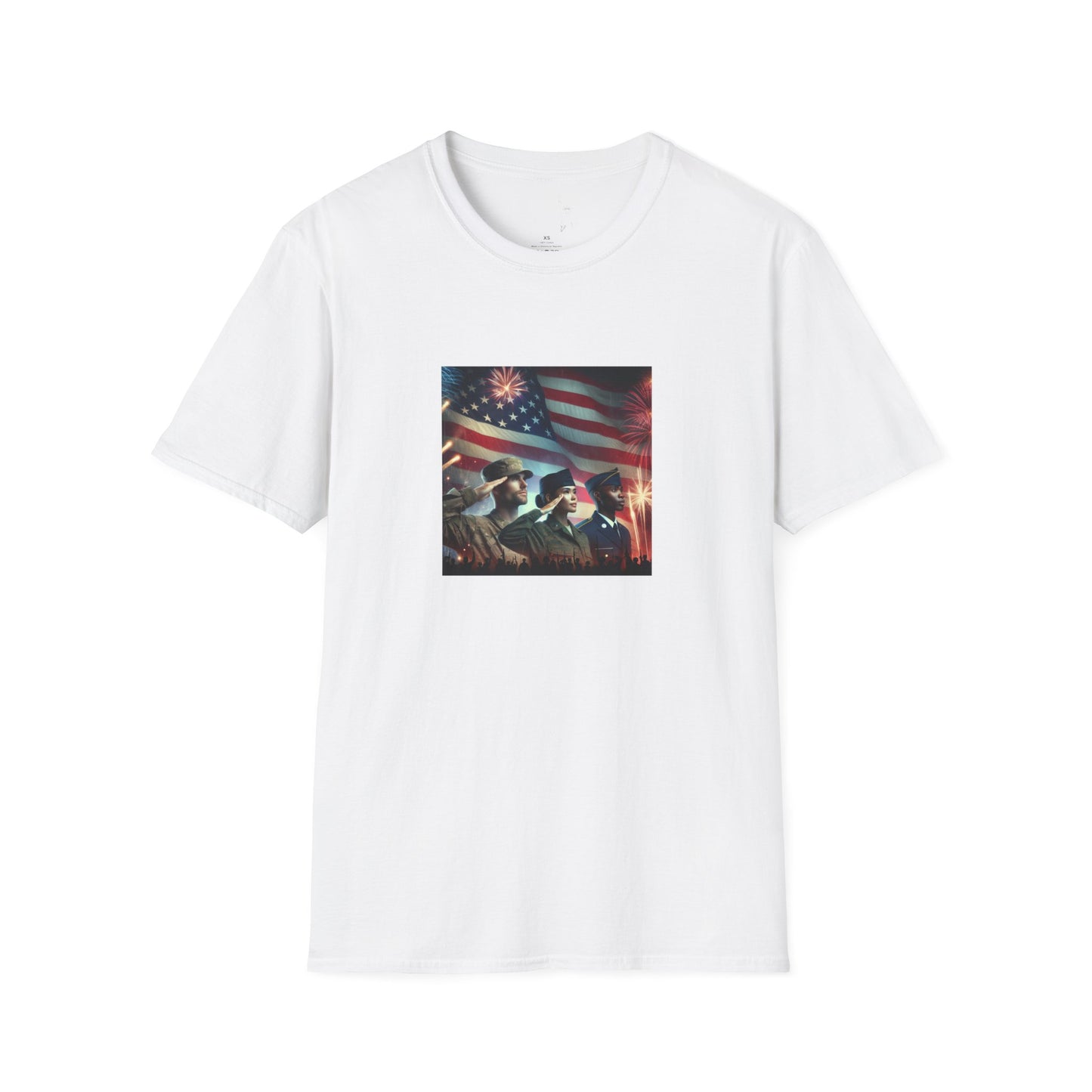 Americans Solute To The U.S. Flag with Fireworks T-Shirt