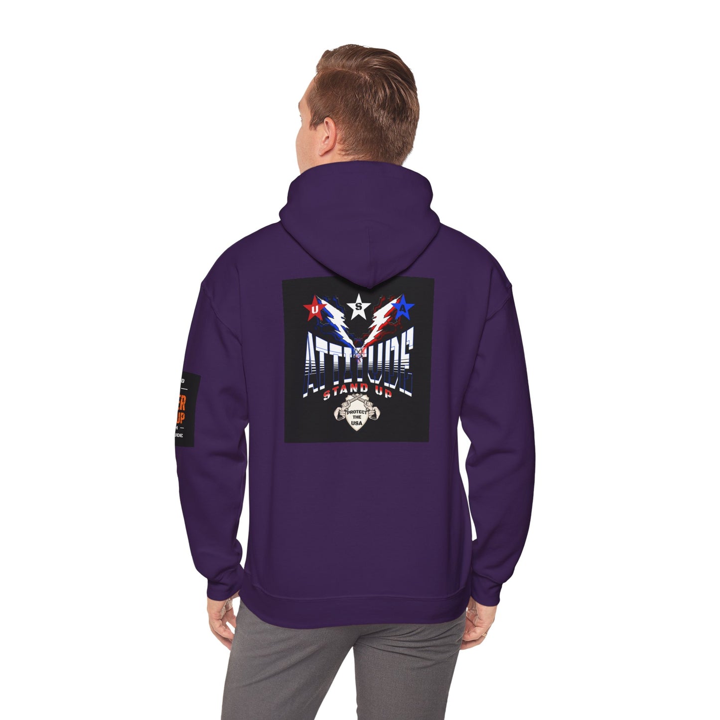 Red White Blue Stars Protect The USA Heavy Blend™ Hooded Sweatshirt