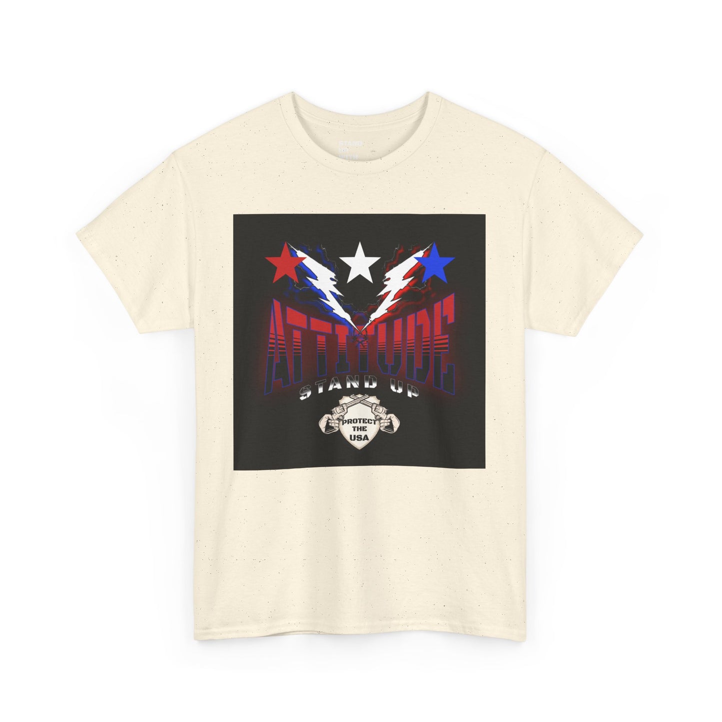 Red White And Blue Stars Protect The USA Heavy Cotton Tee