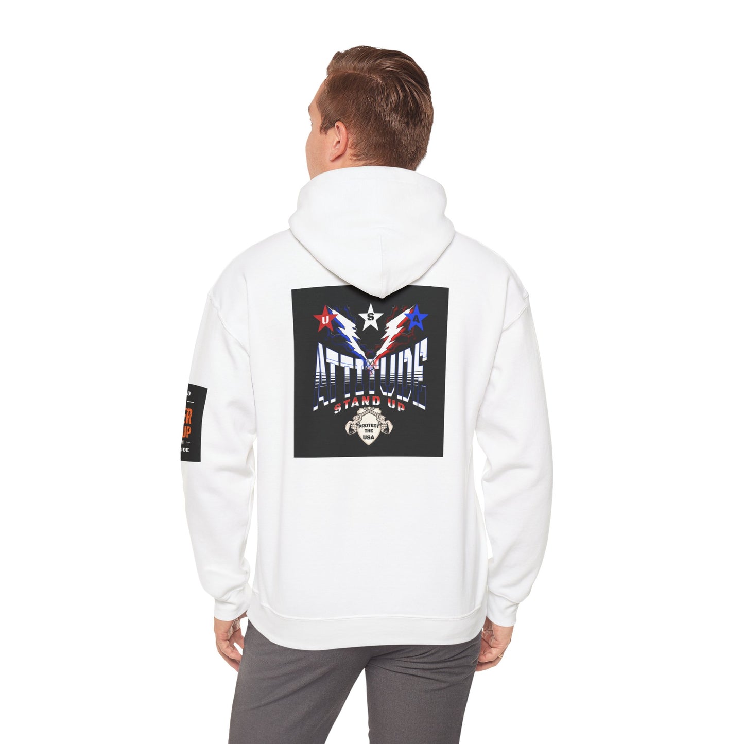 Red White Blue Stars Protect The USA Heavy Blend™ Hooded Sweatshirt